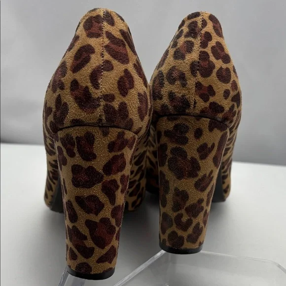 Merona Etta High Heel Women’s Sz8.5 Tan and Brown Leopard Print Chucky Heel#0252 - Picture 5 of 11